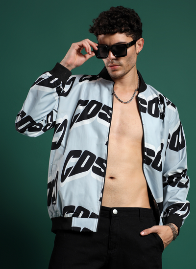 Beige Graphic Casual Jacket
