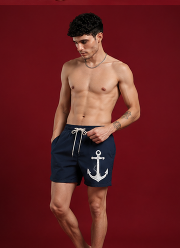 Navy Anchor Beach Shorts