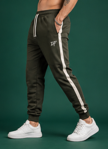 Olive Side Stripe Jogger
