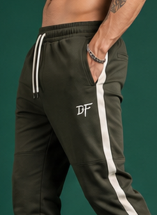 Olive Side Stripe Jogger