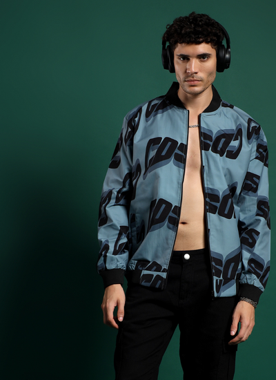 Beige Graphic Casual Jacket