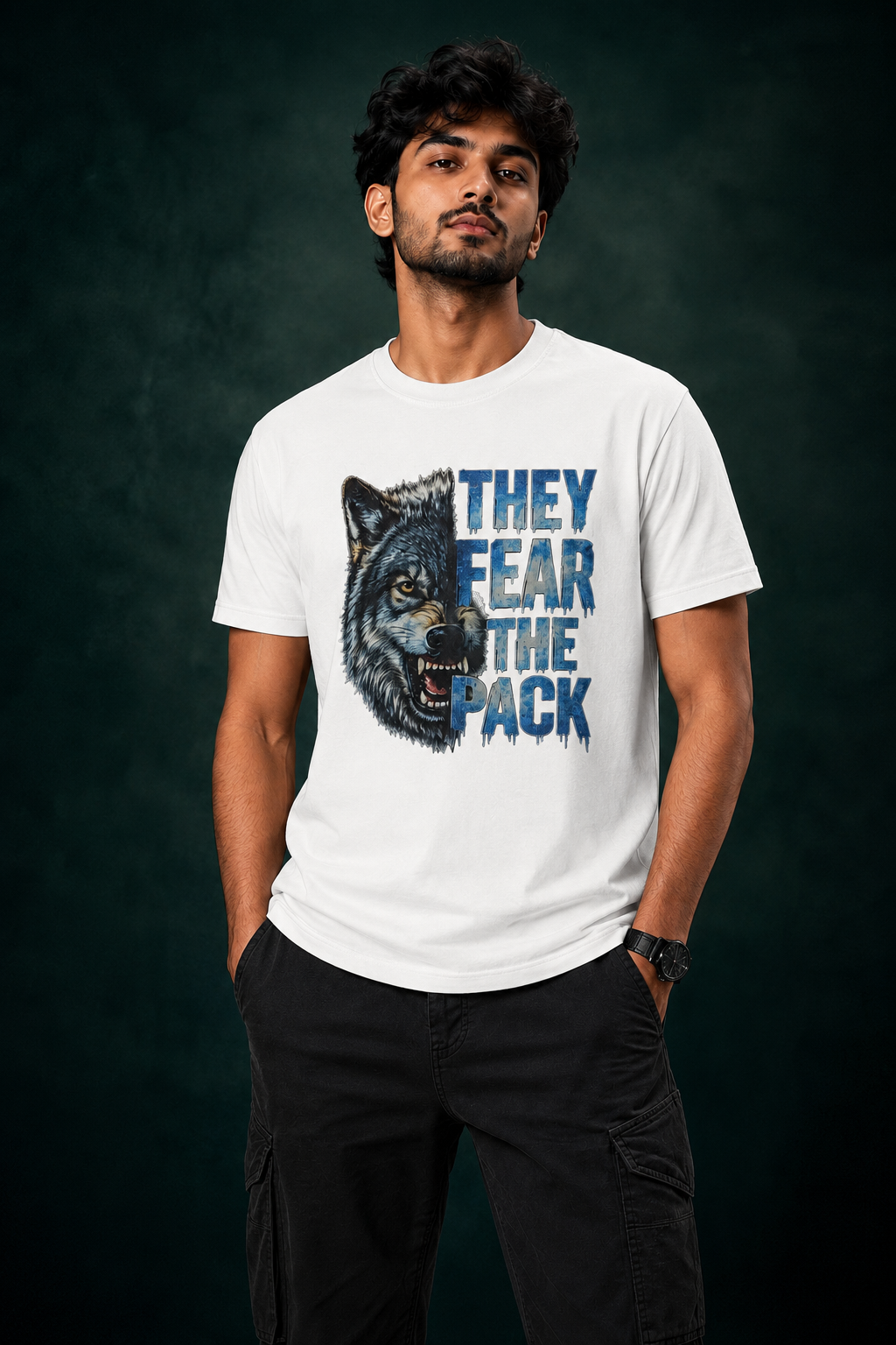 DAYPN Wolf Printed T-Shirt for Men | Premium Cotton Regular Fit Streetwear | 220gsm
