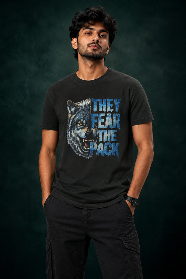 DAYPN Wolf Printed T-Shirt for Men | Premium Cotton Regular Fit Streetwear | 220gsm