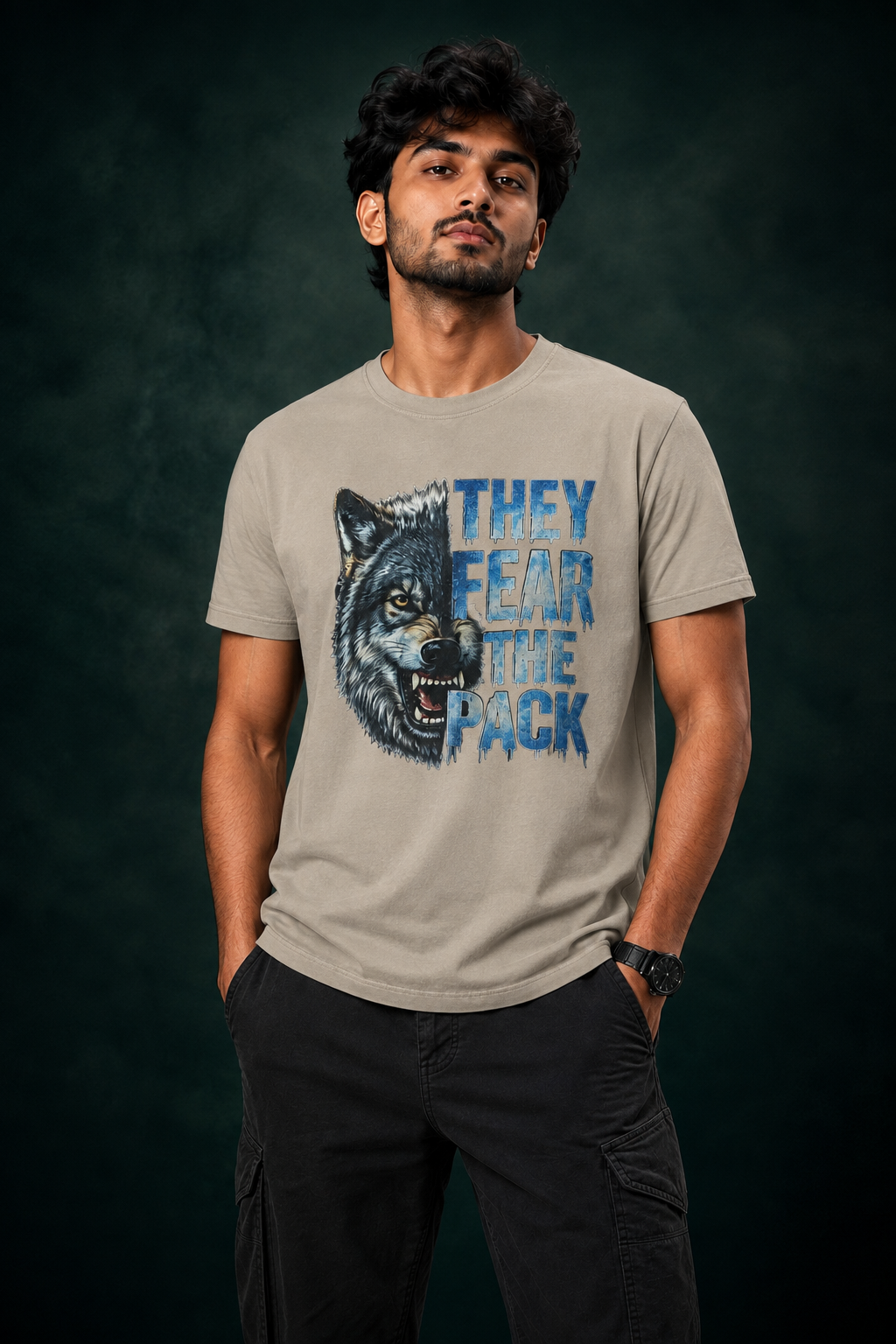 DAYPN Wolf Printed T-Shirt for Men | Premium Cotton Regular Fit Streetwear | 220gsm
