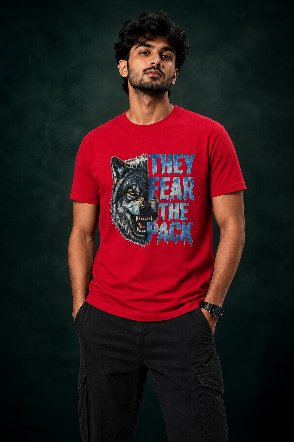 DAYPN Wolf Printed T-Shirt for Men | Premium Cotton Regular Fit Streetwear | 220gsm