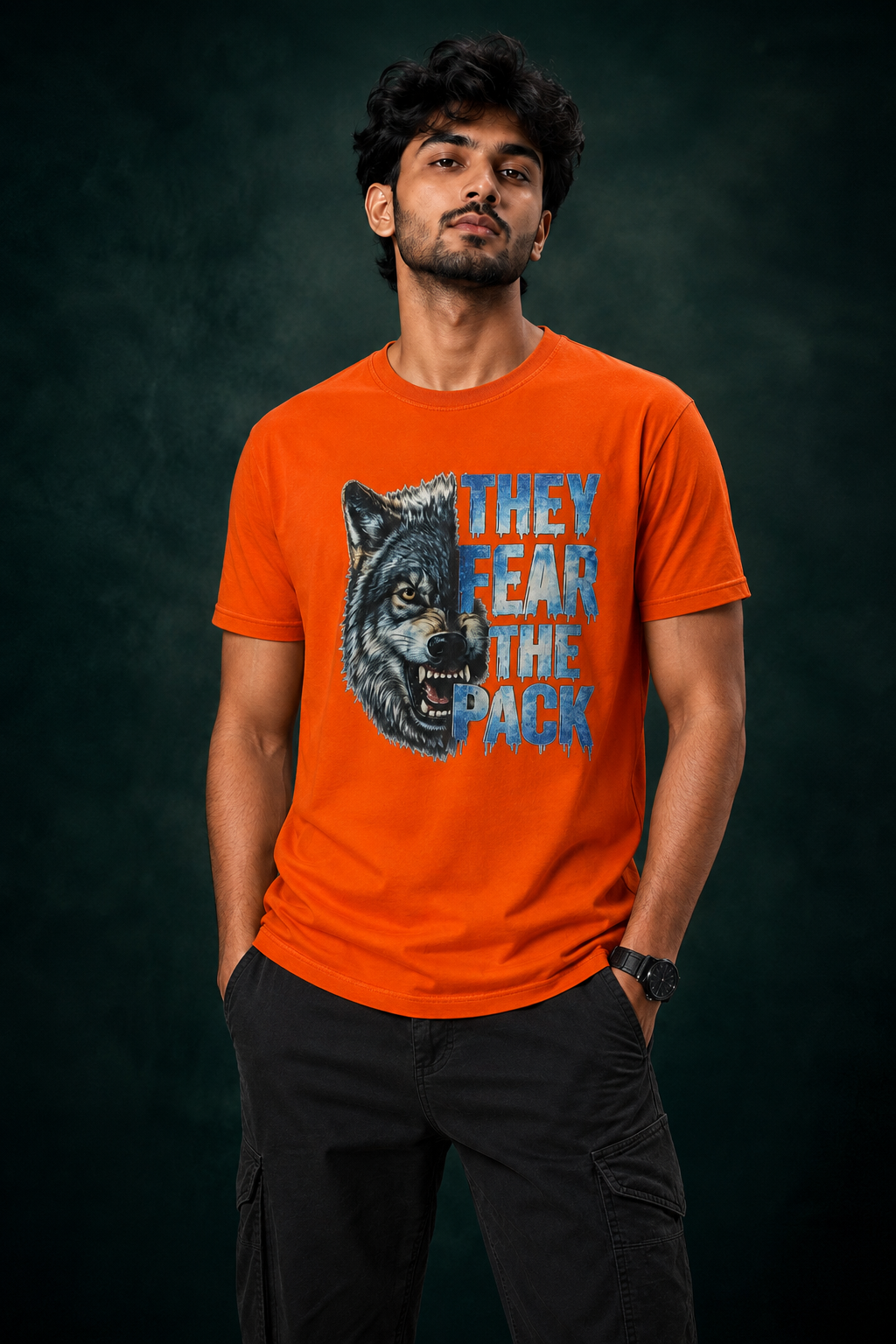 DAYPN Wolf Printed T-Shirt for Men | Premium Cotton Regular Fit Streetwear | 220gsm
