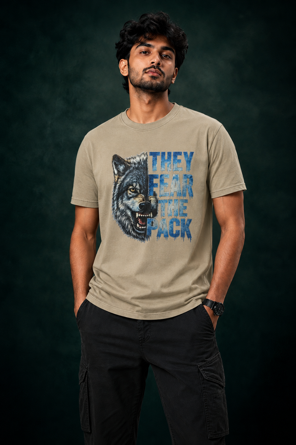 DAYPN Wolf Printed T-Shirt for Men | Premium Cotton Regular Fit Streetwear | 220gsm