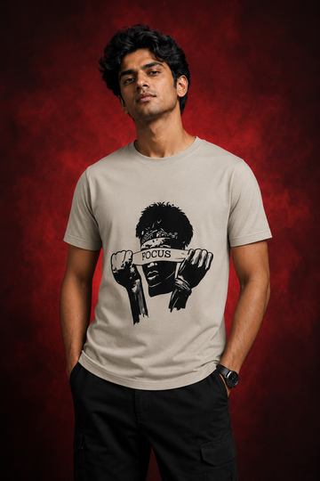 Focus Printed T-Shirt for Men | Premium Cotton Regular Fit Streetwear | 220gsm