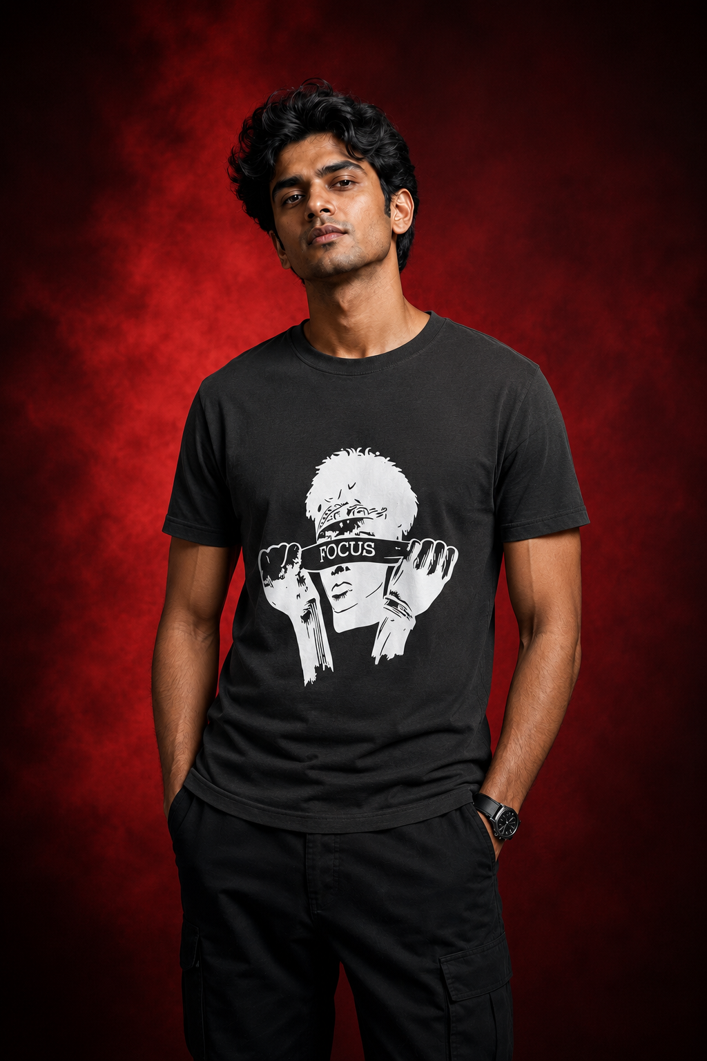 Focus Printed T-Shirt for Men | Premium Cotton Regular Fit Streetwear | 220gsm