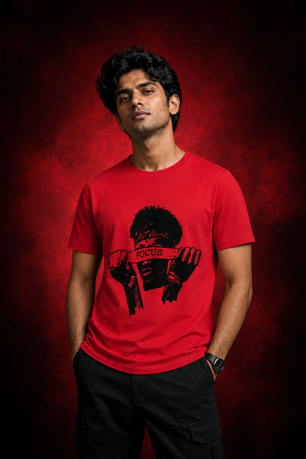 Focus Printed T-Shirt for Men | Premium Cotton Regular Fit Streetwear | 220gsm