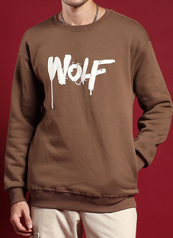 Men's Wolf Graphic Oversized Sweatshirt – Brown