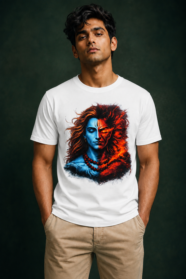 Mahadev Shiva Printed T-Shirt for Men | Premium Cotton Regular Fit Streetwear | 220gsm