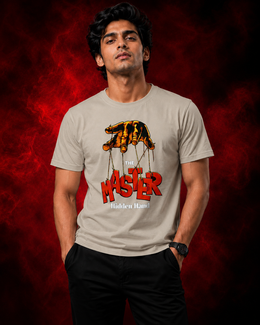 The Master Hidden Hand Graphic Printed T-Shirt for Men | Premium Cotton Regular Fit Streetwear | 220gsm