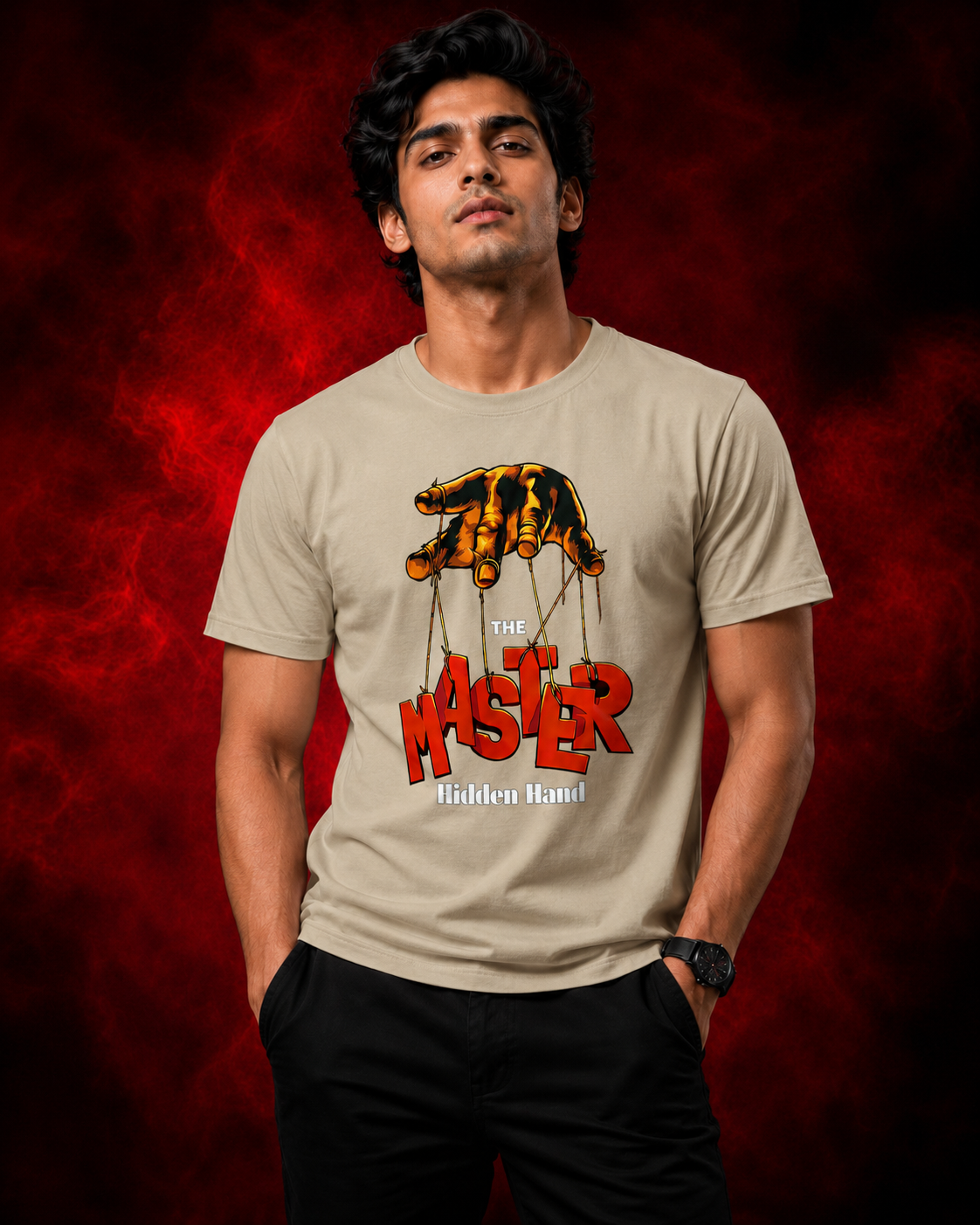 The Master Hidden Hand Graphic Printed T-Shirt for Men | Premium Cotton Regular Fit Streetwear | 220gsm